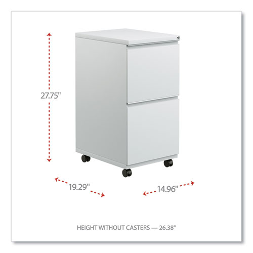 File Pedestal with Full-Length Pull, Left or Right, 2 Legal/Letter-Size File Drawers, Light Gray, 14.96" x 19.29" x 27.75" - Image 2