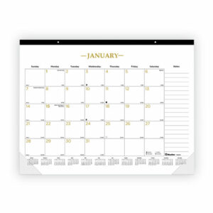 Gold Collection Monthly Desk Pad Calendar, 22 x 17, White Sheets, Black Headband, Clear Corners, 12-Month (Jan to Dec): 2025