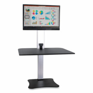 High Rise Electric Standing Desk Workstation, Single Monitor, 28" x 23" x 20.25", Black/Aluminum