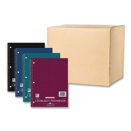 Subject Wirebound Promo Notebook, 1-Subject, Quad Rule (4 sq/in), Assorted Cover Colors, (100) 10.5 x 8 Sheets, 24/Carton