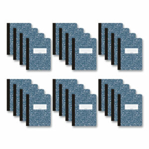 Hardcover Marble Composition Book, Unruled, Blue Marble Cover, (100) 9.75 x 7.5 Sheets, 24/Carton