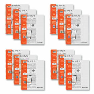 Whitelines Notebook, Quadrille Rule (5 sq/in), Gray/Orange Cover, (70) 11 x 8.5 Sheets, 12/Carton
