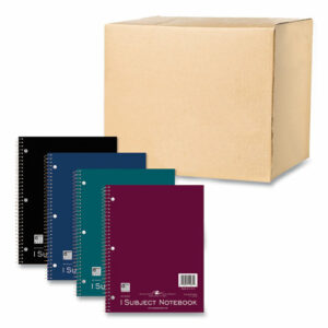 Subject Wirebound Notebook, 1-Subject, Medium/College Rule, Assorted Cover Colors, (80) 11 x 8.5 Sheets, 24/Carton
