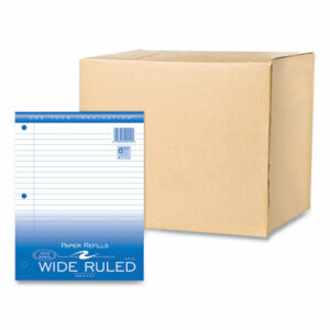 Loose Leaf Paper, 8 x 10.5, 3-Hole Punched, Wide Rule, White, 100 Sheets/Pack, 48 Packs/Carton