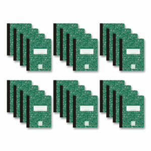 Hardcover Marble Composition Book, Quadrille Rule (5 sq/in), Green Marble Cover, (100) 9.75 x 7.5 Sheets, 24/Carton