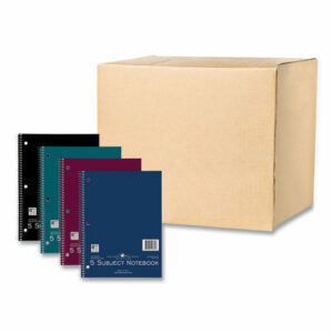 Subject Wirebound Notebook, 5-Subject, Medium/College Rule, Assorted Cover Colors, (180) 10.5 x 8 Sheets, 12/Carton