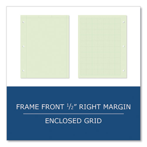Engineer Pad, (0.5" Margins), Quad Rule (5 sq/in, 1 sq/in), 200 Light Green 8.5 x 11 Sheets/Pad, 12/Carton - Image 6