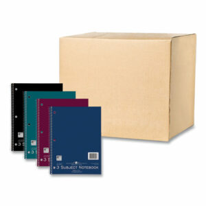 Subject Wirebound Notebook, 3-Subject, Medium/College Rule, Assorted Cover Colors, (120) 10.5 x 8 Sheets, 24/Carton