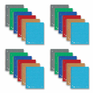 Subject Wirebound Notebook, 3-Subject, Medium/College Rule, Assorted Cover Colors, (120) 11 x 9 Sheets, 24/Carton