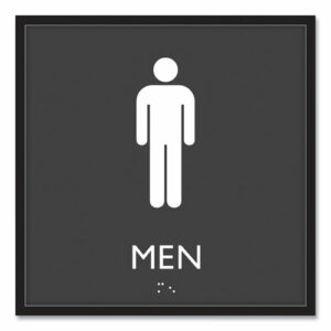 ADA Sign, Men, Plastic, 8 x 8, Clear/White