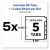 Print and Apply Index Maker Clear Label Dividers, Extra Wide Tab, 5-Tab, White Tabs, 11.25 x 9.25, White, 5 Sets - Image 3