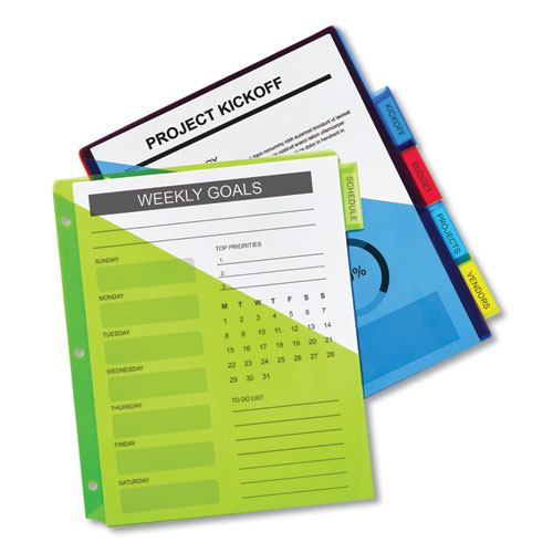 Insertable Big Tab Plastic 1-Pocket Dividers, 5-Tab, 11.13 x 9.25, Assorted, 1 Set - Image 8