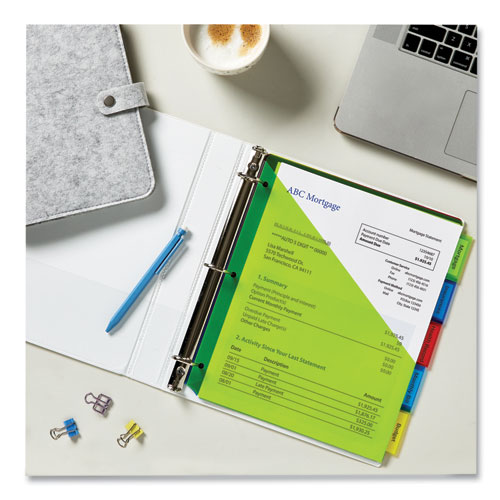 Insertable Big Tab Plastic 1-Pocket Dividers, 5-Tab, 11.13 x 9.25, Assorted, 1 Set - Image 9