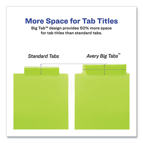 Insertable Big Tab Plastic 1-Pocket Dividers, 8-Tab, 11.13 x 9.25, Assorted, 1 Set - Image 6
