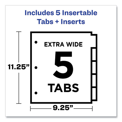 Insertable Big Tab Plastic 2-Pocket Dividers, 5-Tab, 11.13 x 9.25, Assorted, 1 Set - Image 3