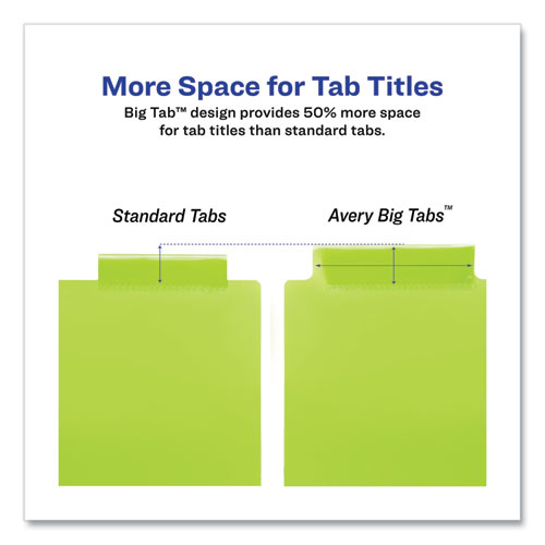 Insertable Big Tab Plastic 2-Pocket Dividers, 5-Tab, 11.13 x 9.25, Assorted, 1 Set - Image 6