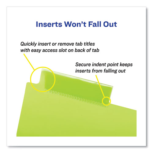 Insertable Big Tab Plastic 2-Pocket Dividers, 5-Tab, 11.13 x 9.25, Assorted, 1 Set - Image 7