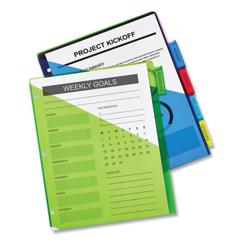 Insertable Big Tab Plastic 2-Pocket Dividers, 5-Tab, 11.13 x 9.25, Assorted, 1 Set - Image 9