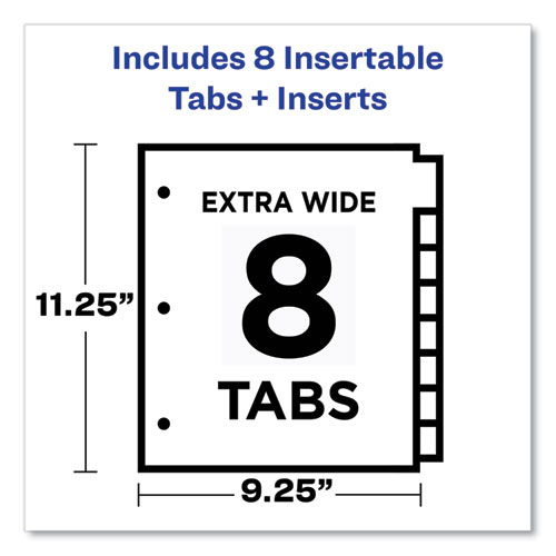 Insertable Big Tab Plastic 2-Pocket Dividers, 8-Tab, 11.13 x 9.25, Assorted, 1 Set - Image 3