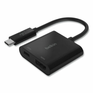 USB-C to HDMI + Charge Adapter, HDMI/USB-C(F)/USB-C(M), 2.53", Black