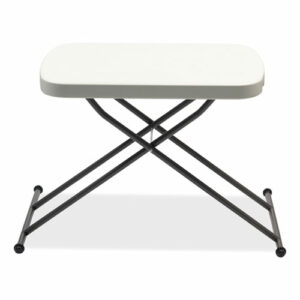 Height-Adjustable Personal Folding Table, Rectangular, 25.6" x 17.7" x 19" to 28", White Top, Dark Gray Legs