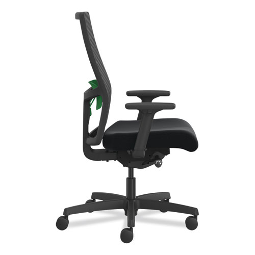 Ignition 2.0 4-Way Stretch Mid-Back Task Chair, Green Adjustable Lumbar Support, Black Seat, Black Back, Black Base - Image 2