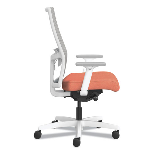 Ignition 2.0 4-Way Stretch Mid-Back Mesh Task Chair, White Lumbar Support, Passion Fruit Seat, Fog Back, White Base - Image 3