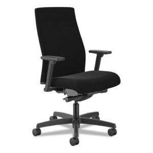 Ignition 2.0 Fabric Upholstered Mid-Back Task Chair with Adjustable T-Arms, 17" to 21.5" Seat Height, Black Seat/Back