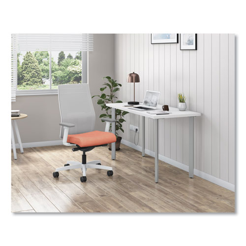 Ignition 2.0 4-Way Stretch Mid-Back Mesh Task Chair, White Lumbar Support, Passion Fruit Seat, Fog Back, White Base - Image 4
