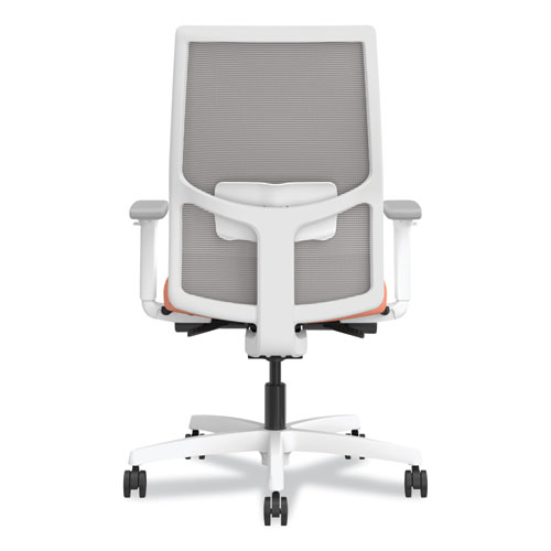 Ignition 2.0 4-Way Stretch Mid-Back Mesh Task Chair, White Lumbar Support, Passion Fruit Seat, Fog Back, White Base - Image 2