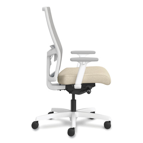 Ignition 2.0 4-Way Stretch Mid-Back Task Chair, White Adjustable Lumbar Support, Biscotti Seat, Fog Back, White Base - Image 4