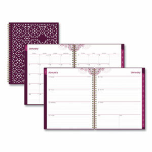 Gili Weekly/Monthly Planner, Jewel Tone Artwork, 11 x 8.5, Plum Cover, 12-Month (Jan to Dec): 2025