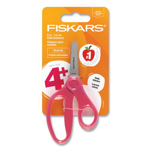 Kids Scissors, Rounded Tip, 5" Long, 1.75" Cut Length, Straight Handle, Randomly Assorted Handle Color - Image 5