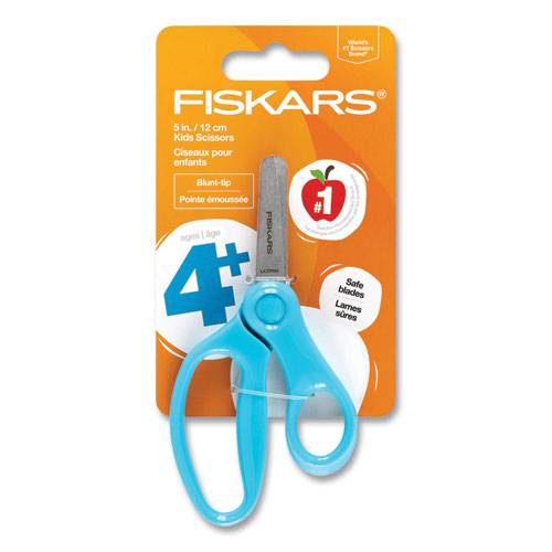 Kids Scissors, Rounded Tip, 5" Long, 1.75" Cut Length, Straight Handle, Randomly Assorted Handle Color - Image 3