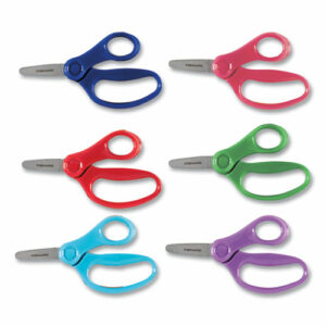 Kids Scissors, Rounded Tip, 5" Long, 1.75" Cut Length, Straight Handle, Randomly Assorted Handle Color