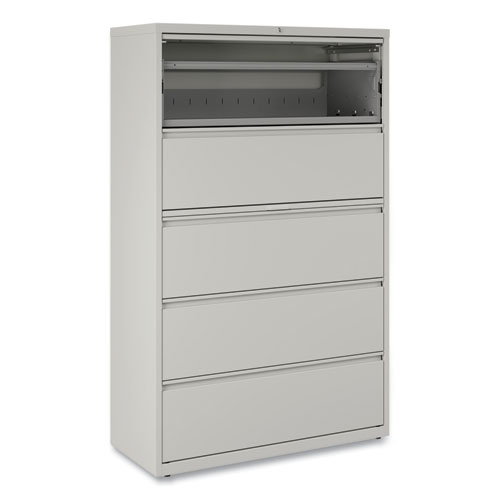 Lateral File, 5 Legal/Letter/A4/A5-Size File Drawers, 1 Roll-Out Posting Shelf, Light Gray, 42" x 18.63" x 67.63" - Image 9