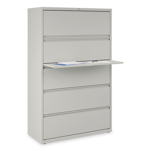 Lateral File, 5 Legal/Letter/A4/A5-Size File Drawers, 1 Roll-Out Posting Shelf, Light Gray, 42" x 18.63" x 67.63" - Image 8