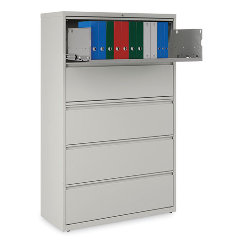 Lateral File, 5 Legal/Letter/A4/A5-Size File Drawers, 1 Roll-Out Posting Shelf, Light Gray, 42" x 18.63" x 67.63" - Image 7