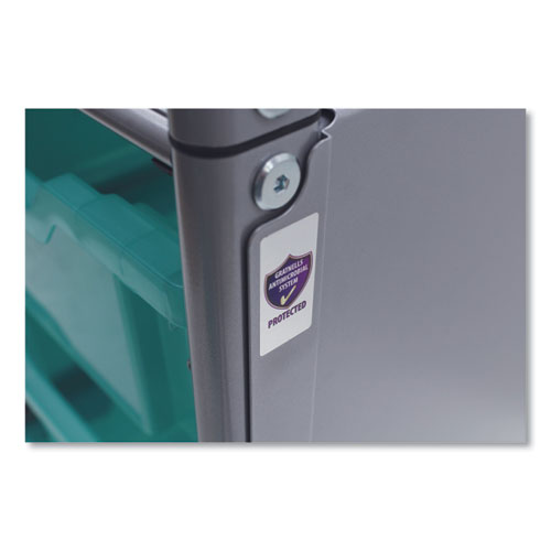 Callero Plus Shield Treble Trolley Set 03, Antimicrobial, Metal, 24 F1 Shallow Bins, 40.6" x 17.3" x 41.5", Silver/Trans Kiwi - Image 2