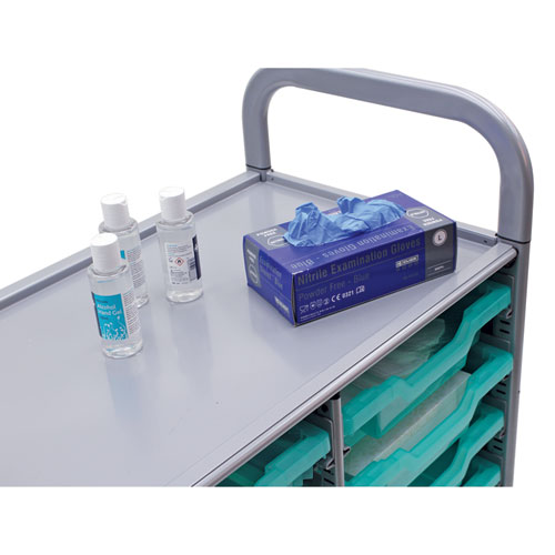 Callero Plus Shield Treble Trolley Set 03, Antimicrobial, Metal, 24 F1 Shallow Bins, 40.6" x 17.3" x 41.5", Silver/Trans Kiwi - Image 10