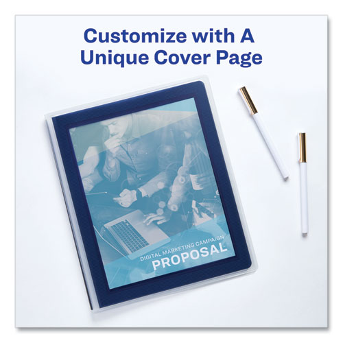 Flexi-View Binder with Round Rings, 3 Rings, 1" Capacity, 11 x 8.5, Blue - Image 8