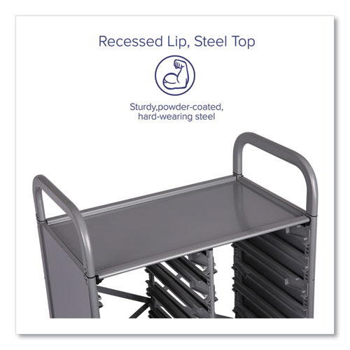 Callero Plus Treble Column Trolley Set 16, Metal, 1 Shelf, 6 F2 Deep Bins, 40.6" x 17.3" x 41.5", Silver/Royal Blue - Image 2