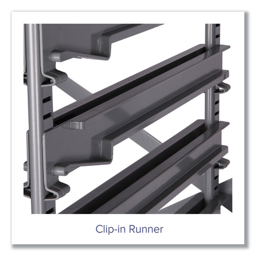 Callero Plus Treble Column Trolley Set 16, Metal, 1 Shelf, 6 F2 Deep Bins, 40.6" x 17.3" x 41.5", Silver/Royal Blue - Image 3