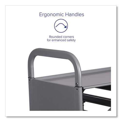 Callero Plus Treble Column Trolley Set 16, Metal, 1 Shelf, 6 F2 Deep Bins, 40.6" x 17.3" x 41.5", Silver/Royal Blue - Image 4