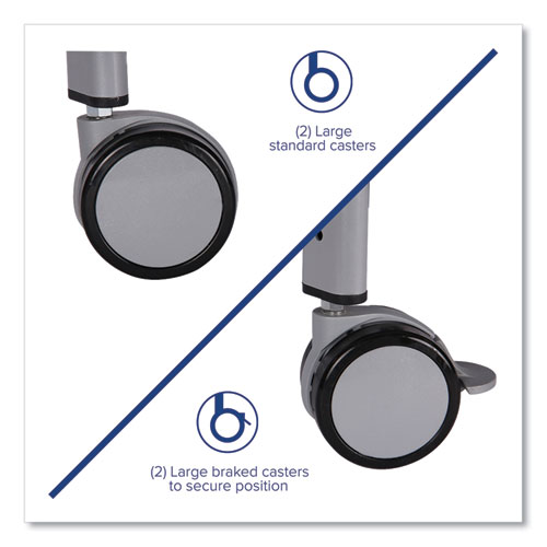 Callero Plus Treble Column Trolley Set 16, Metal, 1 Shelf, 6 F2 Deep Bins, 40.6" x 17.3" x 41.5", Silver/Royal Blue - Image 5