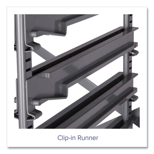 Callero Plus Treble Column Trolley Set 17, Metal, 1 Shelf, 16 F1 Bins, 4 F2 Bins, 40.6" x 17.3" x 41.5", Silver/Royal Blue - Image 5