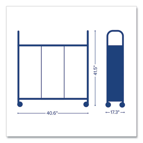 Callero Plus Treble Column Trolley Set 17, Metal, 1 Shelf, 16 F1 Bins, 4 F2 Bins, 40.6" x 17.3" x 41.5", Silver/Royal Blue - Image 7