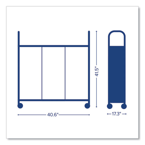Callero Plus Treble Column Trolley Set 16, Metal, 1 Shelf, 6 F2 Deep Bins, 40.6" x 17.3" x 41.5", Silver/Royal Blue - Image 7