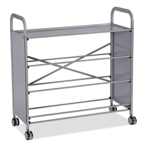 Callero Plus Treble Column Trolley Set 16, Metal, 1 Shelf, 6 F2 Deep Bins, 40.6" x 17.3" x 41.5", Silver/Royal Blue - Image 9