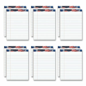 American Pride Writing Pad, Wide/Legal Rule, Red/White/Blue Headband, 50 White 8.5 x 11.75 Sheets, 12 Pads/Pack